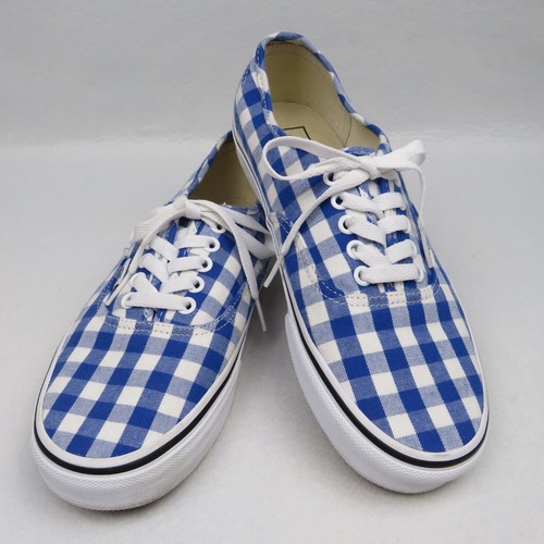 Vans Blue & White Checkered Canvas Lace-up Low Top Shoes Men 7.5 Women 9(721454)