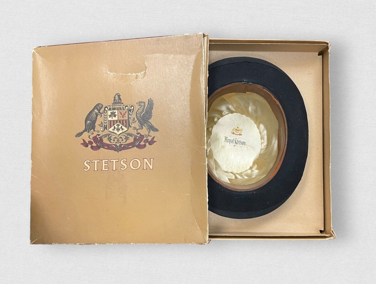Vintage Antique Black Stetson Bowler Hat With Original Box Vintage Antique Black Stetson Bowler Hat With Original Box