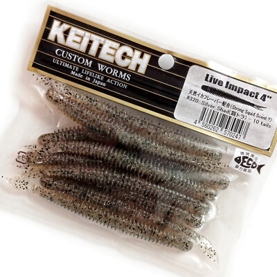 KEITECH Live Impact 4'' Soft Plastic Bait Aroma Scented Salty Worm Dropshot #320