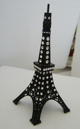 Eiffel Tower 5 1/4" Black Eiffel Tower Cake Topper or Ring holder with Bling - Picture 3 of 5
