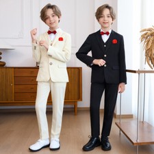 Kids Boys Formal Gentleman Outfit Coat Vest Shirt Bowtie Pants Wedding Suit
