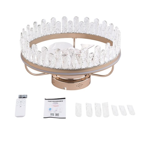 Ceiling Fan Light Invisible Blades Chandelier Pendant Lamp 3 Color w/ Remote - Picture 10 of 14