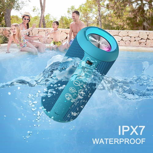 IPX7 Waterproof Bluetooth Speaker, 24W Stereo Sound, 30H Playtime, RGB Lights - Picture 8 of 9