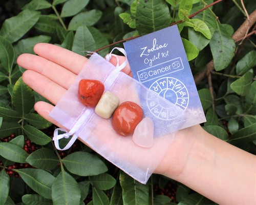 Cancer Zodiac Crystal Kit, 4 Stones+Pouch: Choose Rough or Tumble Set - Bild 11 von 13