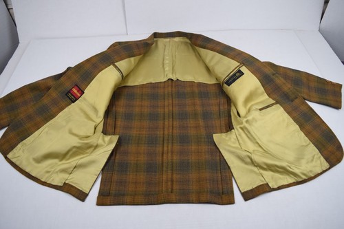 Vintage Plaid Sport Coat Blazer Jelinek's 38-40 S/M 70s Golden Brown Orange - Picture 6 of 16