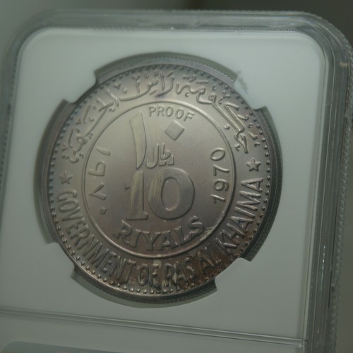 UAE RAS AL-KHAIMAH 10 Riyals 1970 NGC PF68 CAMEO Top Pop Dwight Eisenhower - Picture 8 of 8