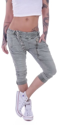 Mozzaar Damen Boyfriend Jeans Capri Baggy Kurze 3/4 Hose Knopfleiste Sommer B130 - Bild 26 von 28