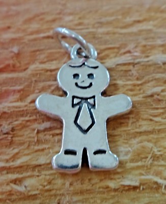 Sterling Silver 3D 20x14mm Gingerbread Man Boy Cookie Charm
