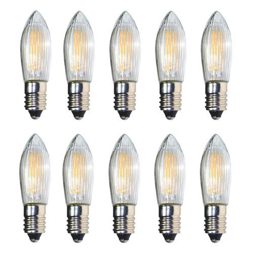 10 Stück LED Filament Riffelkerze 23 Volt 0,2 W E10 innen Spitzkerze Kerze NEU - Bild 1 von 4