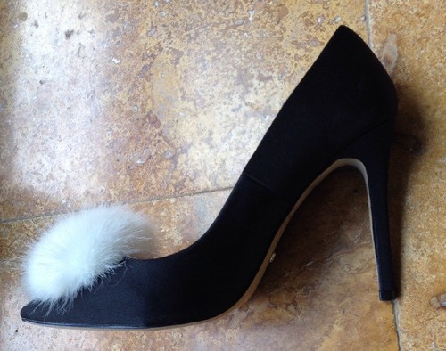 Zapatos de salón Topshop con ribete de piel de gacela punta pompón, negros, 9,5 - Imagen 4 de 7