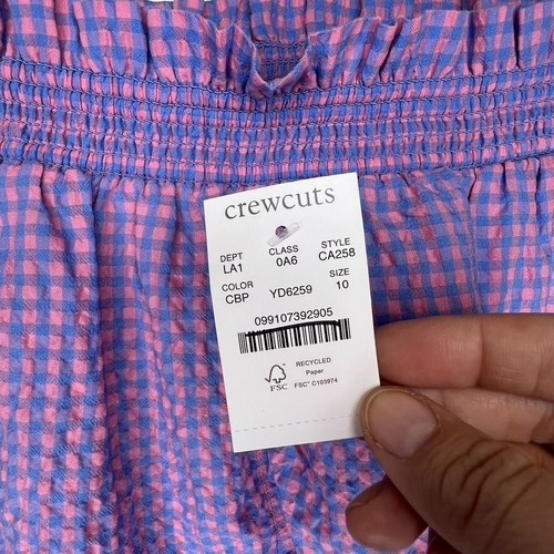 Crewcuts Girls Gingham Smocked Waist Shorts Size 10 Pink & Purple NWT - Picture 3 of 6