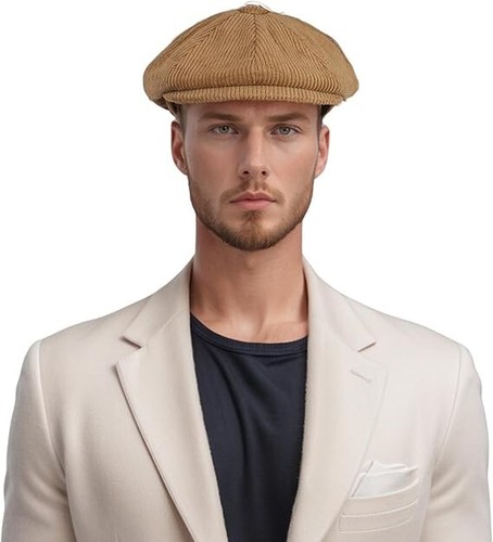 100% Corduroy Newsboy Cap for Men and Women -with Brim Button & Quilted Lining - Picture 15 of 17