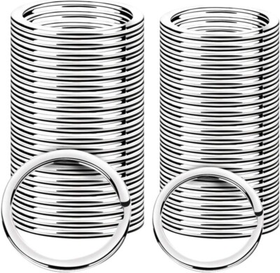 100 STCK. Edelstahl Schlüsselring Split Ring Metall Nickel Loop Reifen Schlüsselhalter Ring