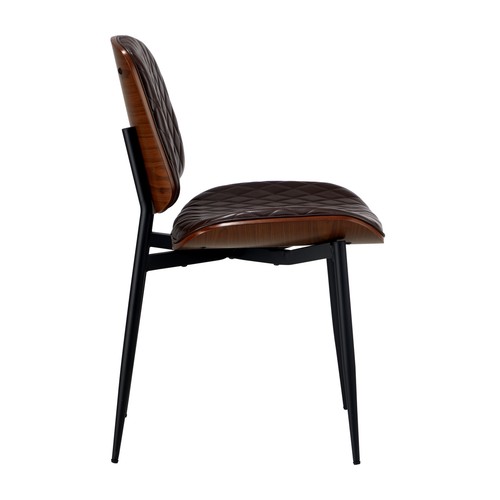 Oikiture 2x Dining Chairs Retro Faux Leather Solid Beech Wood Metal Legs Walnut - Picture 7 of 10