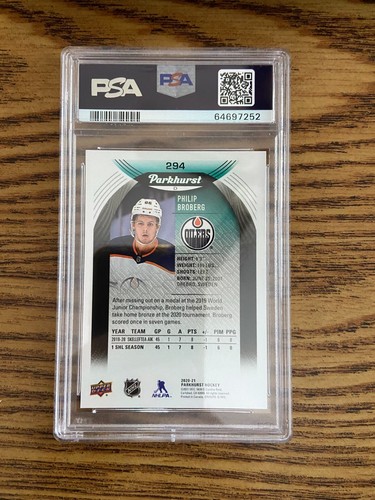 PSA 10 2020 Upper Deck Parkhurst Philip Broberg #294 Gem Mint Rookie Card Pop 1 - Picture 2 of 2