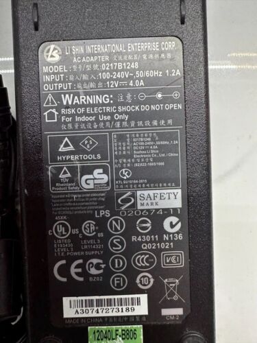 Genuine Li Shin 0217B1248 AC Adapter 12V 4A Power Supply 48W W/Cord OEM - Picture 4 of 5