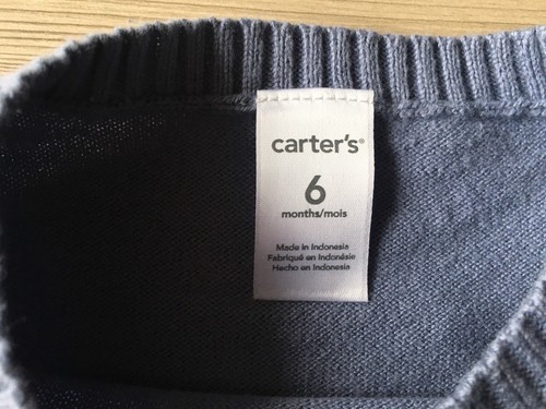 Suéter para niños talla 6 meses oso polar jersey azul gris bebé carter - Imagen 8 de 12