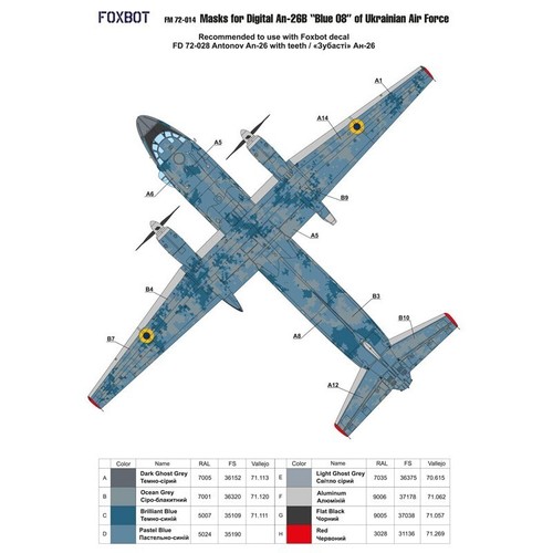 Masken für Antonov An-26B, Ukrainische Luftwaffe Foxbot FM 72-014 Maßstab 1:72 - Bild 10 von 24