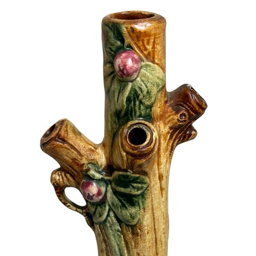 Weller Woodcraft 1920s Vintage Art Pottery 10" Red Apple Tree Ceramic Bud Vase - Picture 2 of 7