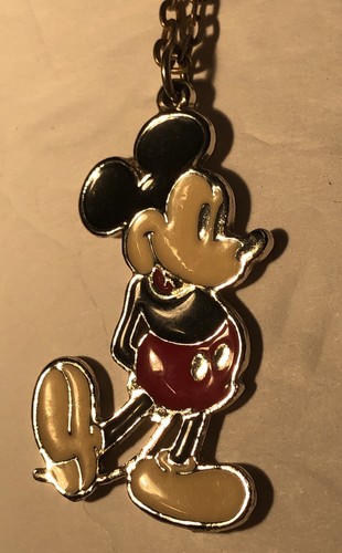 Vintage Mickey Mouse Goldtone Enamel Pendant Drop Chain Walt Disney Productions - Picture 3 of 8