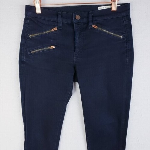 Rag & Bone Jeans Moto Ankle Zip Split Hem Copper Midnight size 28 Skinny Stretch - Picture 2 of 10