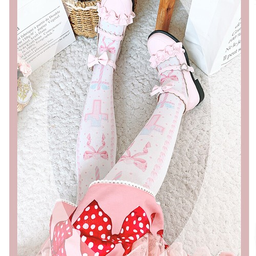 Women Lolita Stockings Thigh High Socks Over Knee Japanese Kawaii Cute Girl - Picture 12 of 13