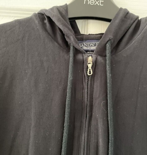 (D) Lands End Black Hoodie Long Sleeves Round Neck Size 10/12 Full Zip - Picture 2 of 7