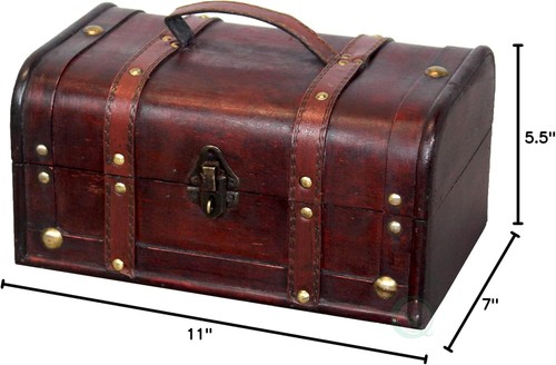 (Tm Decorative Treasure Box - Small Wooden Trunk Chest Size: 11" X 7" X 5.5" - Picture 8 of 11