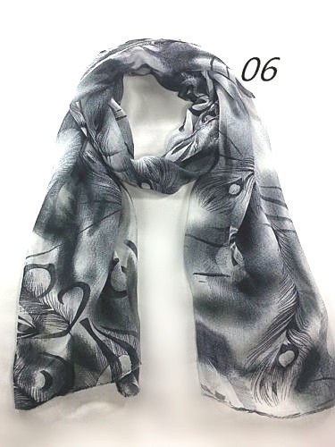 Fashion Any Season Casual Style Feather Print Soft Long Shawl Scarf - Picture 13 of 13