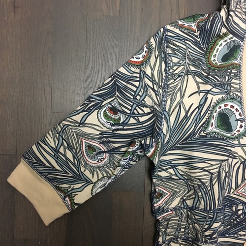 One World Hooded Sweatshirt Pullover Drawstring Hoodie Peacock Feathers Cotton M - Picture 7 of 12