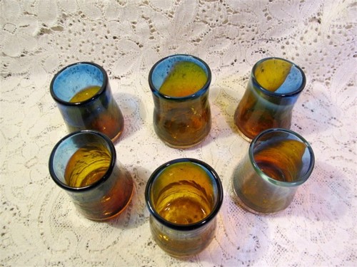 AB ART 6 HAND BLOWN SHOT GLASSES VERY BEAUTIFUL & SPECIAL FATHER'S DAY GIFT - Picture 4 of 6