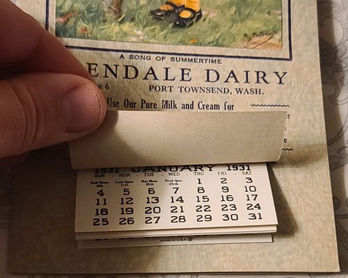 1931 Glendale Dairy Ice Cream Butter PORT TOWNSEND WA Calendar 80 Recipe Book - Picture 6 of 7