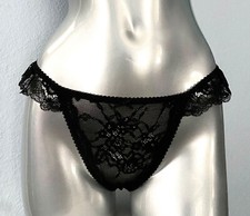 Victoria's Secret Bikini Panty Dream Angels Black Lace Ruffle Ruffled L XL