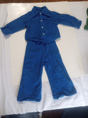 Vintage60's 70's Blue Bell Bottom And Jacket Outfit 2t 3t No Tag - Picture 2 of 10