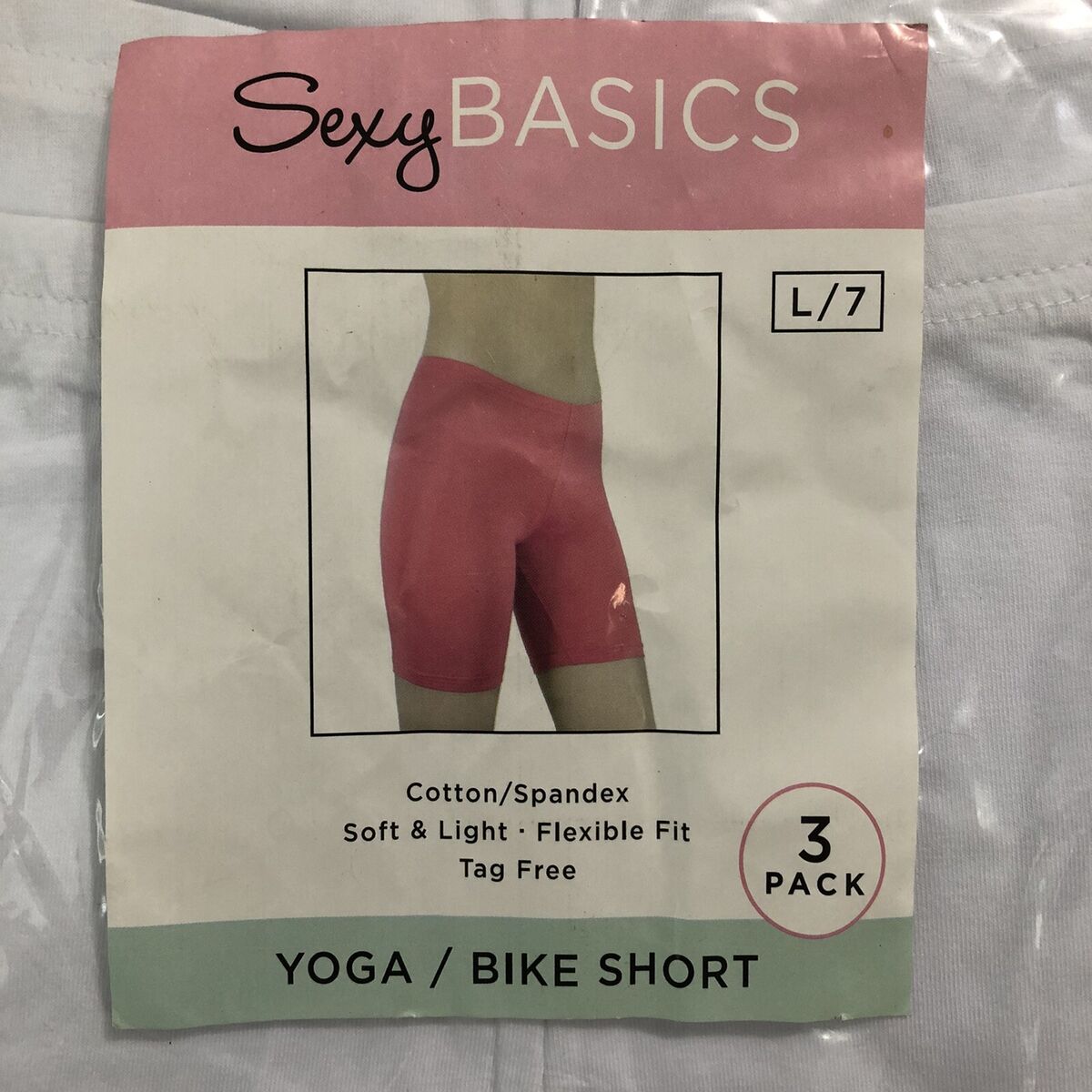 Sexy Basics Yoga Bike Shorts 3 Pack White NEW Size Large