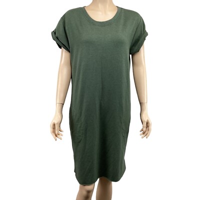 Sundays Three Green Short Sleeve Casual Sweatshirt Dress Size Medium W/ Pockets