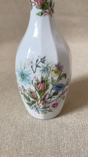 Aynsley Wild Tudor Floral Bone China Bud Stem Vase - Gold Trim - English Garden - Video 1 of 1