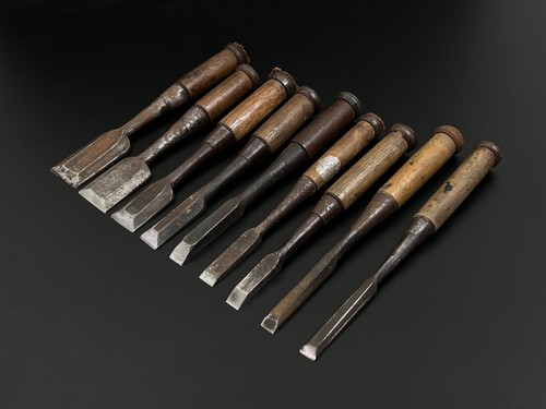 Vintage Japanese Chisel 9set made by blacksmith /Plane Hammer Hand Tool f14