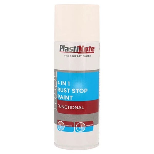 PLASTIKOTE FUNCTIONAL SPRAY PAINT 400ML HIGH TEMP STAIN BLOCK GLOSS DAMP SEAL - Picture 23 of 24