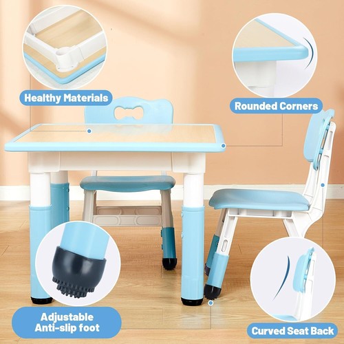 FUNLIO Kids Table and 2 Chairs Set, Height Adjustable Toddler Table and Chair Se - Picture 5 of 7