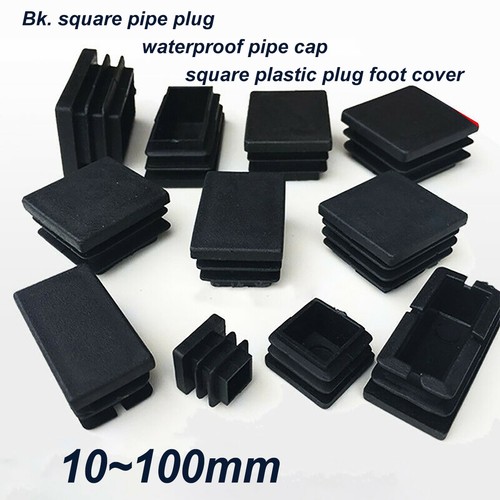 Plastic End Caps For Tubing Bungs Inserts Blanking Plugs Feet Black Rectangle - Picture 4 of 6