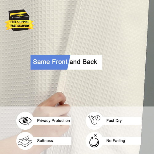 Stall Fabric Shower Curtain Set - 36X72, Waffle Weave 230GSM Heavy Duty Small St - Picture 6 of 8
