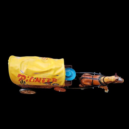 Pioneer Vagón Cubierto Vaquero Caballo Litografía Lata Juguete Japón Funciona con Pilas SIN PROBAR - Imagen 12 de 20