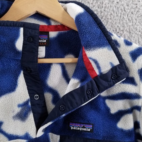Patagonia Synchilla Snap T Mens XS Floral Hawaiian Blue Fleece Pullover Sweater - Picture 5 of 16