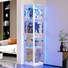 Display Cabinet with Glass Doors Glass Display Case Corner Curio Cabinets