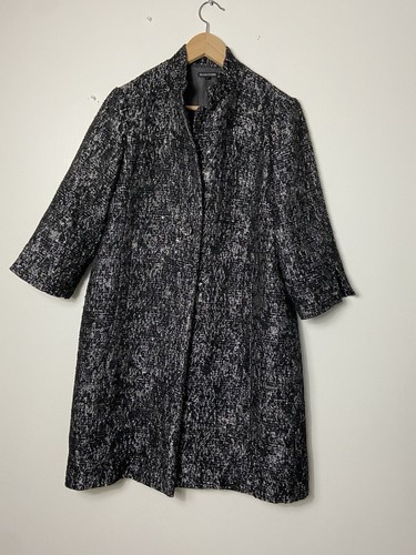 Eileen Fisher Silver Black Tweed Texture Long Jacket Duster Topper Size XS Wool - Picture 3 of 13