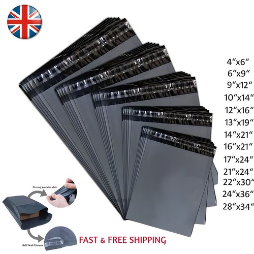 Polythene Mailing Bags Grey Self Seal Postage Parcel Shipping Mailers - Picture 1 of 9