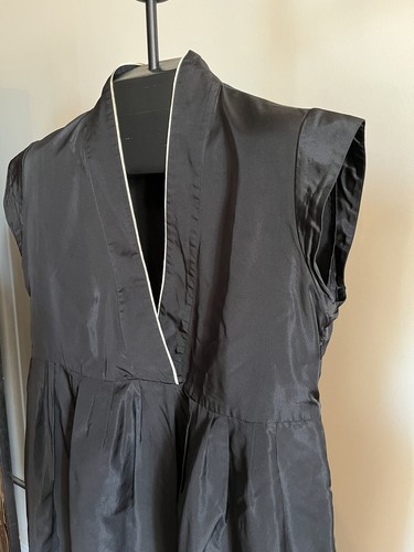 'S Max Mara Silk V Neck Silk Dress Sleeveless Pocket Black Women 12 - Picture 2 of 16