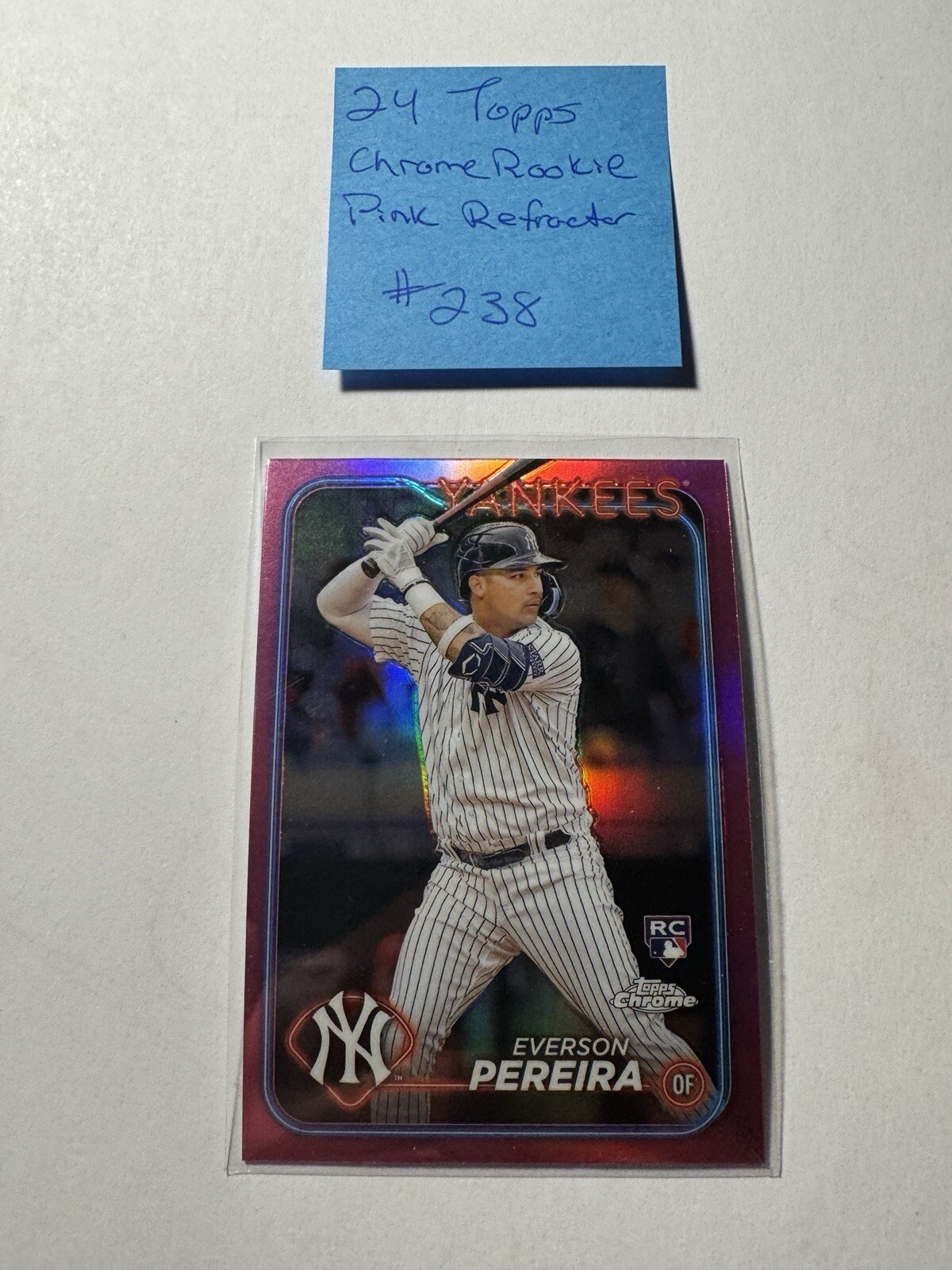 2024 Topps Chrome Everson Pereira #238 Rookie Pink Refractor Yankees RC