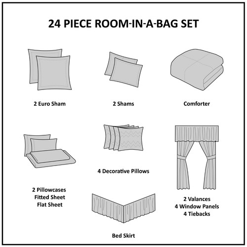 Madison Park Essentials Delaney 24 piezas habitación en bolso Queen, King, Cal King - Imagen 13 de 24